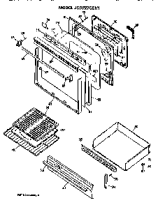 Door And Broiler Assembly Diagram and Parts List for JGBP27GEN1  General Electric Range