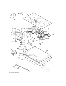 CONTROL PANEL & COOKTOP Diagram and Parts List for JP3036DL2BB  General Electric Cooktop