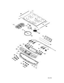 CONTROL PANEL & COOKTOP Diagram and Parts List for PCS905SR2SS  General Electric Range