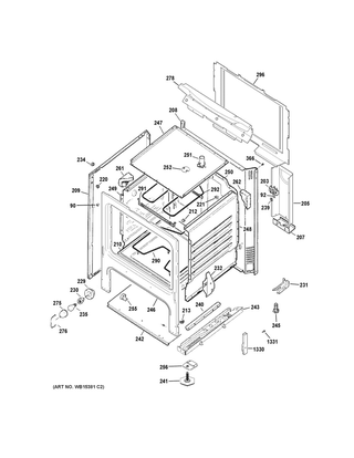 Body Parts Diagram and Parts List for JBS160GM1SA  General Electric Range