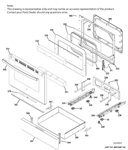 DOOR & DRAWER PARTS Diagram and Parts List for JCGB660SEJ1SS  General Electric Range