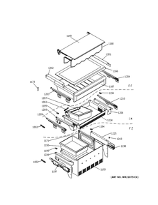 Shelves & Drawers Diagram and Parts List for ZIC30GNNAII  General Electric Refrigerator