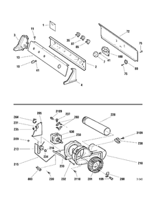 CONTROL PANEL-BLOWER Diagram and Parts List for QNSR483ED1WW  General Electric Dryer