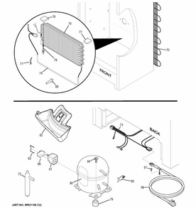Machine Compartment Diagram and Parts List for FUF17DHRBWW  General Electric Freezer