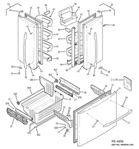 DOORS Diagram and Parts List for PFCF1NFZCSS  General Electric Refrigerator