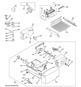 Ice Maker & Dispenser Diagram and Parts List for GSS20ETHCBB  General Electric Refrigerator