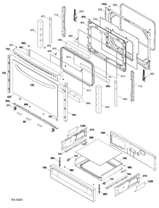 Door And Drawer Diagram and Parts List for PDT760SSFSS  General Electric Range