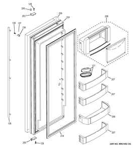FRESH FOOD DOOR Diagram and Parts List for ZISS420DHBSS  General Electric Refrigerator