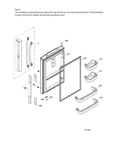 FF DOOR Diagram and Parts List for GDE21DSKAKSS  General Electric Refrigerator