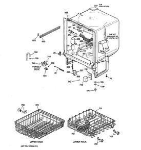Body Parts Diagram and Parts List for GSD2600G20CC  General Electric Dishwasher