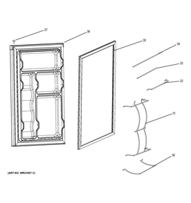 Door Diagram and Parts List for GME04GLHBLB  General Electric Refrigerator