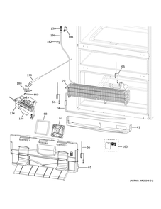 Freezer Section Diagram and Parts List for CGE29DP2TBS1  General Electric Refrigerator