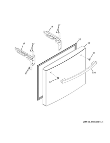 Freezer Door Diagram and Parts List for GYE18JSLPFSS  General Electric Refrigerator