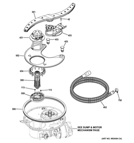 Sump & Filter Assembly Diagram and Parts List for CDT765SSF0SS  General Electric Dishwasher