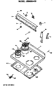 Cooktop Diagram and Parts List for JBS03G*R33  General Electric Range