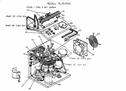 Pump Diagram and Parts List for RU9150S  General Electric Refrigerator
