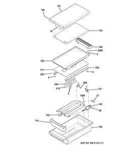GRIDDLE ASSEMBLY Diagram and Parts List for ZGP486LDR4SS  General Electric Range