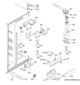 Fresh Food Section Diagram and Parts List for GSE25GGPHCBB  General Electric Refrigerator