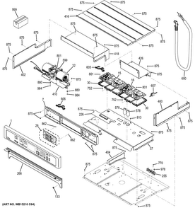 Control Panel Diagram and Parts List for PT7550EH5ES  General Electric Wall Oven