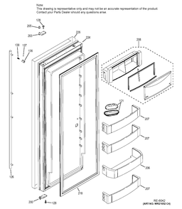 FF DOOR Diagram and Parts List for ZISS420DHASS  General Electric Refrigerator