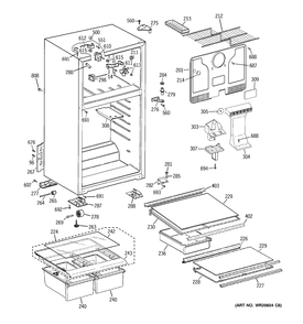 CABINET Diagram and Parts List for MTH18GBB2RWW  General Electric Refrigerator