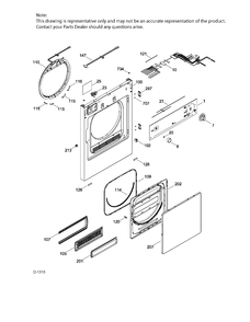 DOOR ASM Diagram and Parts List for PSKP333EB4WW  General Electric Dryer