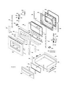 DOOR & DRAWER PARTS Diagram and Parts List for JCBP70SP2SS  General Electric Range
