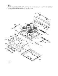 CONTROL PANEL & COOKTOP Diagram and Parts List for MCAS724M4WW  General Electric Range