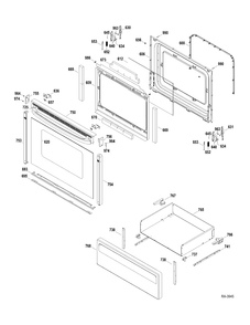 DOOR-DRAWER Diagram and Parts List for RCBS787DN2WW  General Electric Range