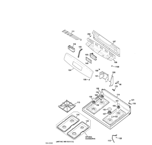 CONTROL PANEL & COOKTOP Diagram and Parts List for JCGBS60DEF1BB  General Electric Range