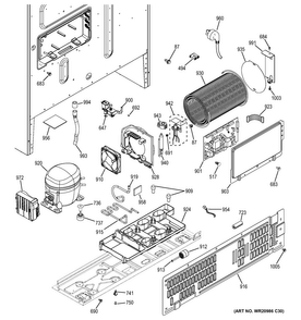 Machine Compartment Diagram and Parts List for CFE29TSDFSS  General Electric Refrigerator