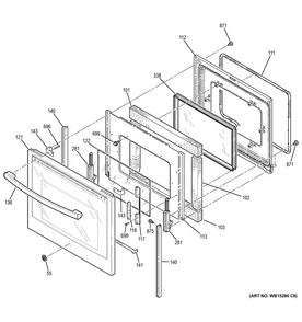 Door Diagram and Parts List for JB745DF2WW  General Electric Range