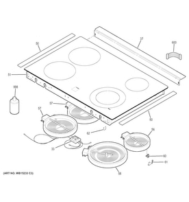 Cooktop Diagram and Parts List for JD630SF5SS  General Electric Range
