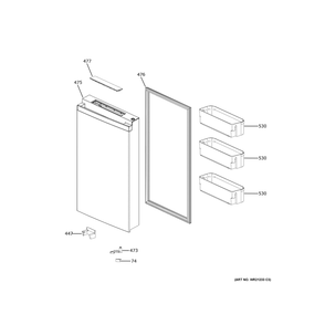 Convertible Door Diagram and Parts List for PHD23BYWBFS  General Electric Refrigerator