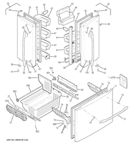 Doors Diagram and Parts List for PFCF1NFCBBB  General Electric Refrigerator
