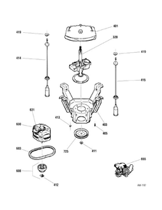 MECHANISM GROUP Diagram and Parts List for MKXR1070W0WB  General Electric Washer