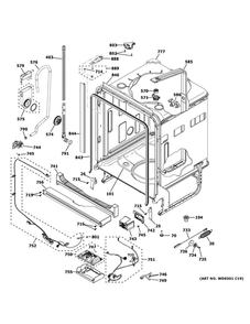 Body Parts Diagram and Parts List for GDT645SFN4DS  General Electric Dishwasher