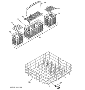 LOWER RACK ASSEMBLY Diagram and Parts List for 4071110  General Electric Dishwasher