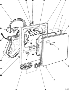CABINET FRONT & DOOR Diagram and Parts List for 64100169  General Electric Dryer