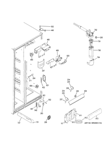 Fresh Food Section Diagram and Parts List for GZS22IYNBHFS  General Electric Refrigerator