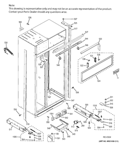 CASE PARTS Diagram and Parts List for ZIS480NHA  General Electric Refrigerator