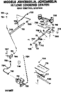 Gas Control System Diagram and Parts List for JGHC56GEJ9  General Electric Range