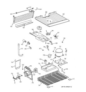 UNIT PARTS Diagram and Parts List for MTS16GBMFRWW  General Electric Refrigerator