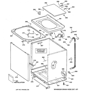 CABINET, COVER & FRONT PANEL Diagram and Parts List for GCXRP090B1WW  General Electric Washer