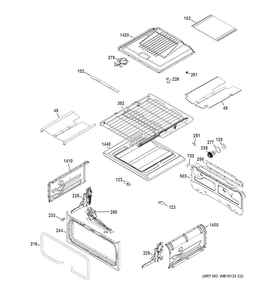 Upper Oven Diagram and Parts List for CGS990SET7SS  General Electric Range