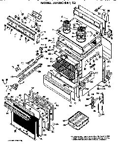 Main Body/cooktop/controls Diagram and Parts List for JBP26GK2  General Electric Range