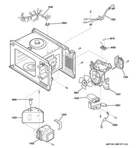 Interior Parts Diagram and Parts List for JES2051DN3WW  General Electric Microwave