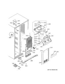 Freezer Section Diagram and Parts List for GSS25GGPGCCC  General Electric Refrigerator