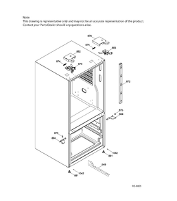 HINGE PARTS Diagram and Parts List for PNE25JGKBKWW  General Electric Refrigerator