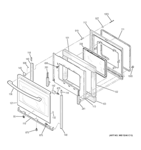 Door Diagram and Parts List for JB630RF4SS  General Electric Range